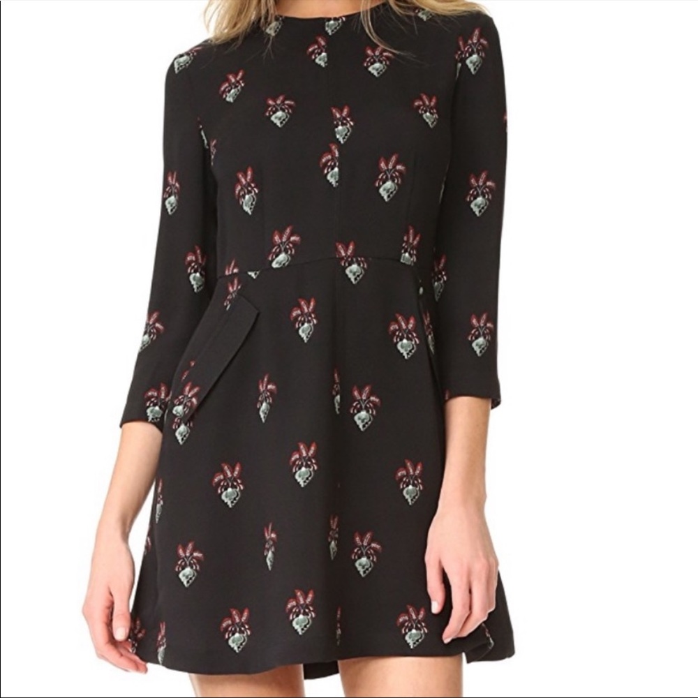 ALC black silk floral dress.